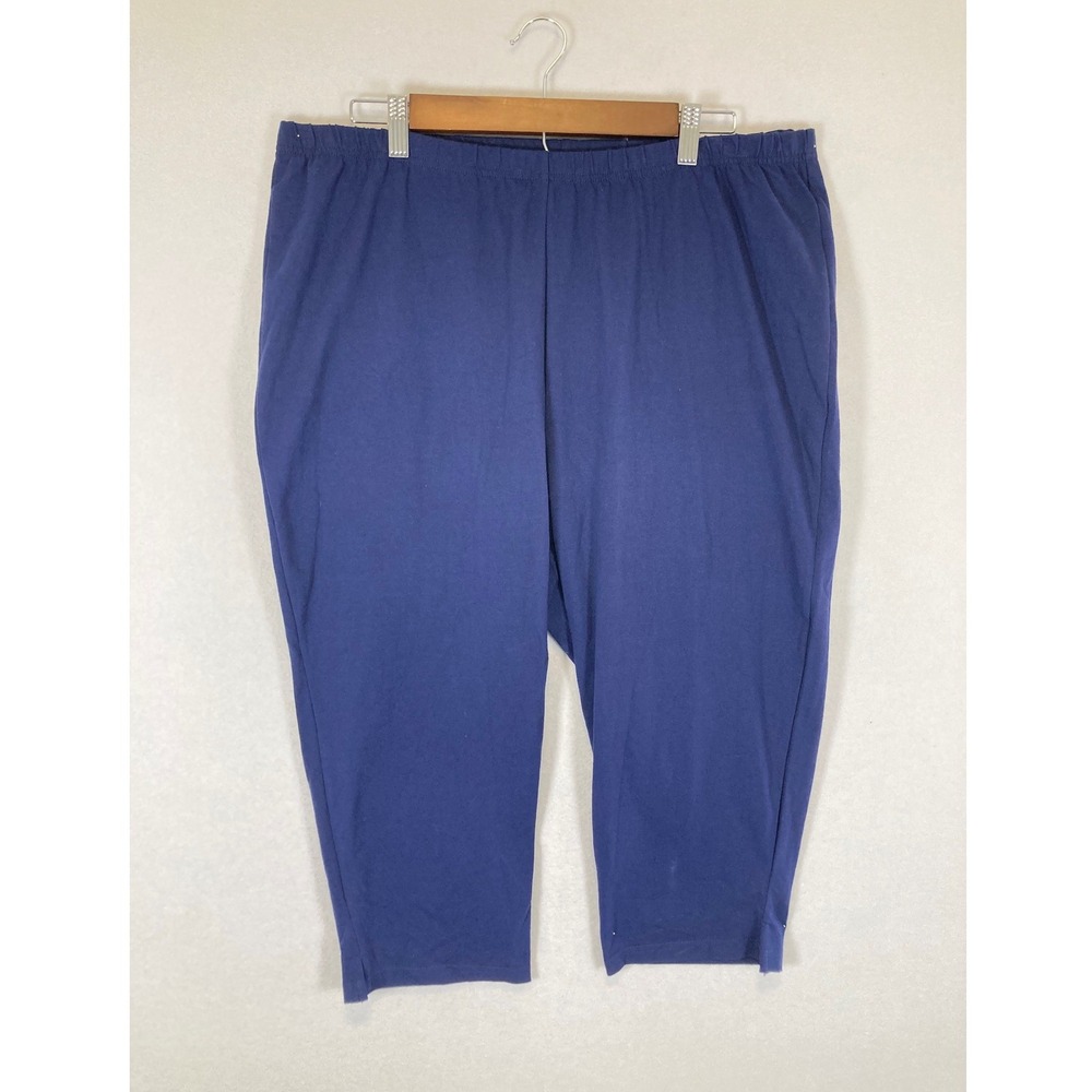 Casual Comfort Woman Within Womens 1X Navy Blue‎ Stretch Cotton Capri Pants